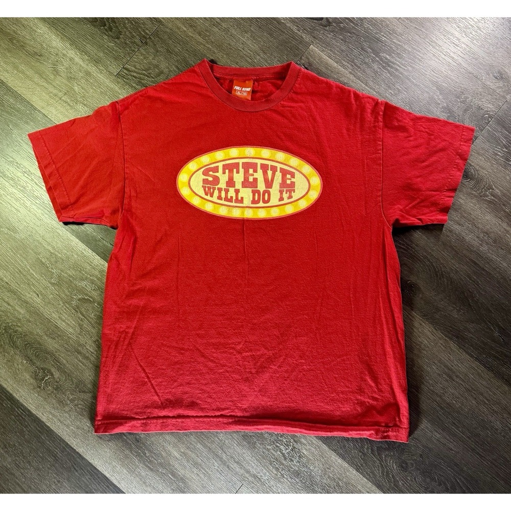 Full Send Steve Will Do It Men's Graphic T-Shirt Red Size XL